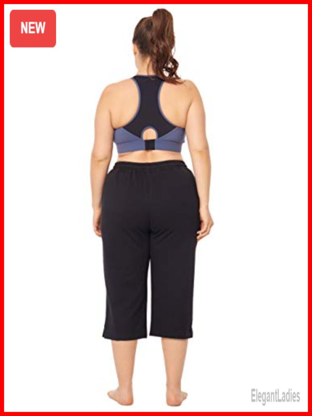 Plus Size Active Yoga Indoor Jersey Capri Walking Crop Pants with Pockets - Picture 5 of 6